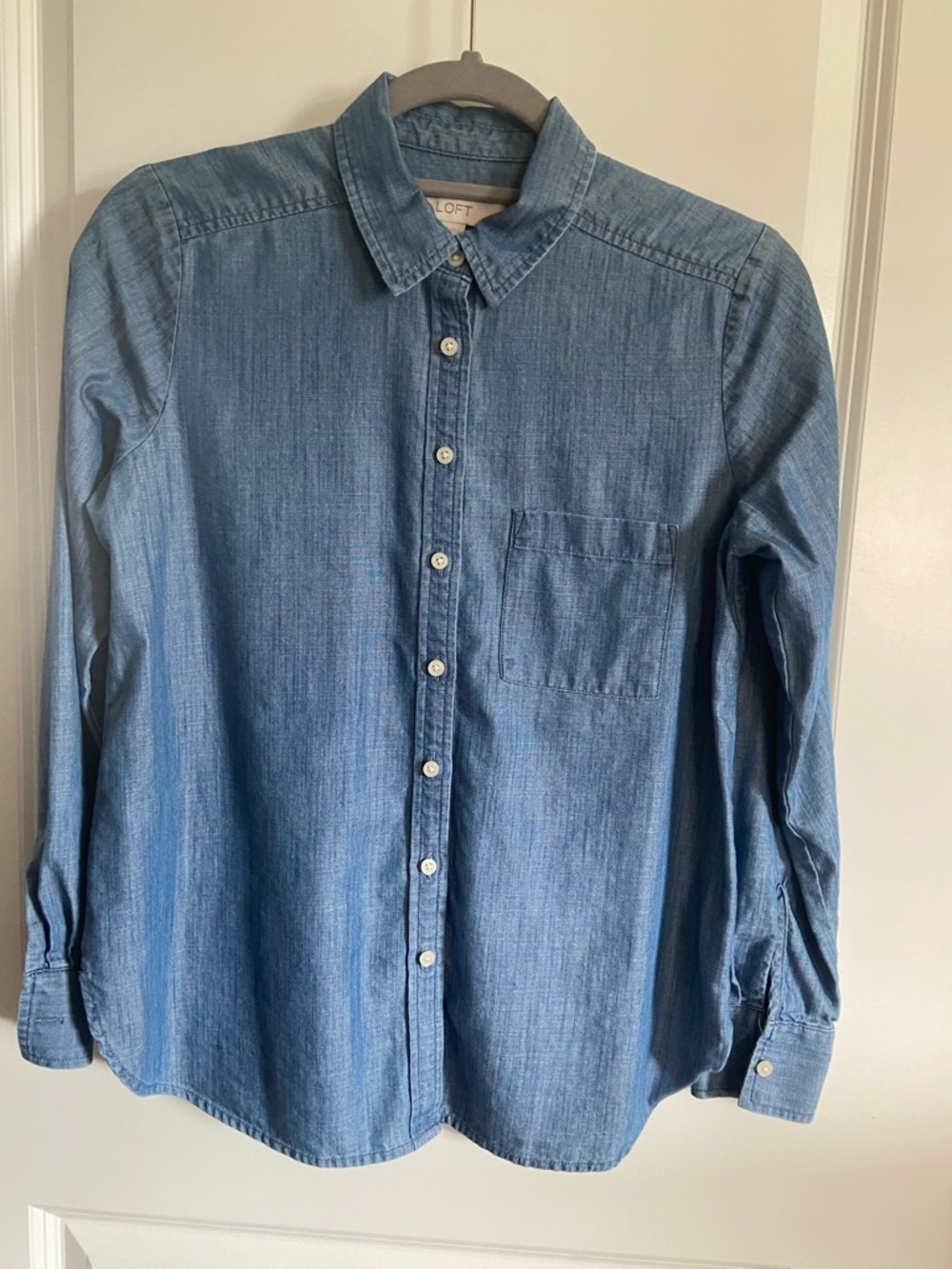 LOFT Light Blue Denim Button-Down Shirt